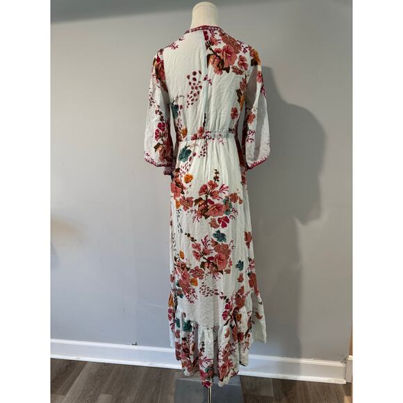 Lula Soul Monet Dress – Aqua Floral, Size XS, Button Front & Ruffle Hem *flaw - Picture 3 of 8